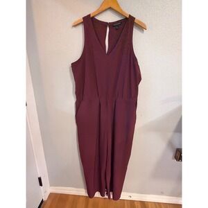 Banana Republic Jumpsuit Women XL Tall Burgundy Sleeveless Wide Leg Vacation
